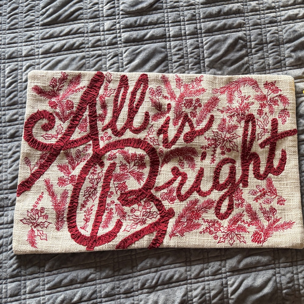 Pottery Barn “All is Bright” Holiday Pillow Cover